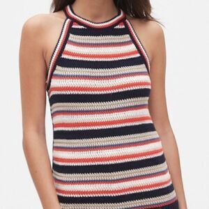 GAP High Neck Knit Striped Ribbed Sweater Tank Top - XS